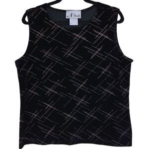 NWT‎ Vintage N Touch Sleeveless Women Shirt Large Velvet Office Whimisgoth Black
